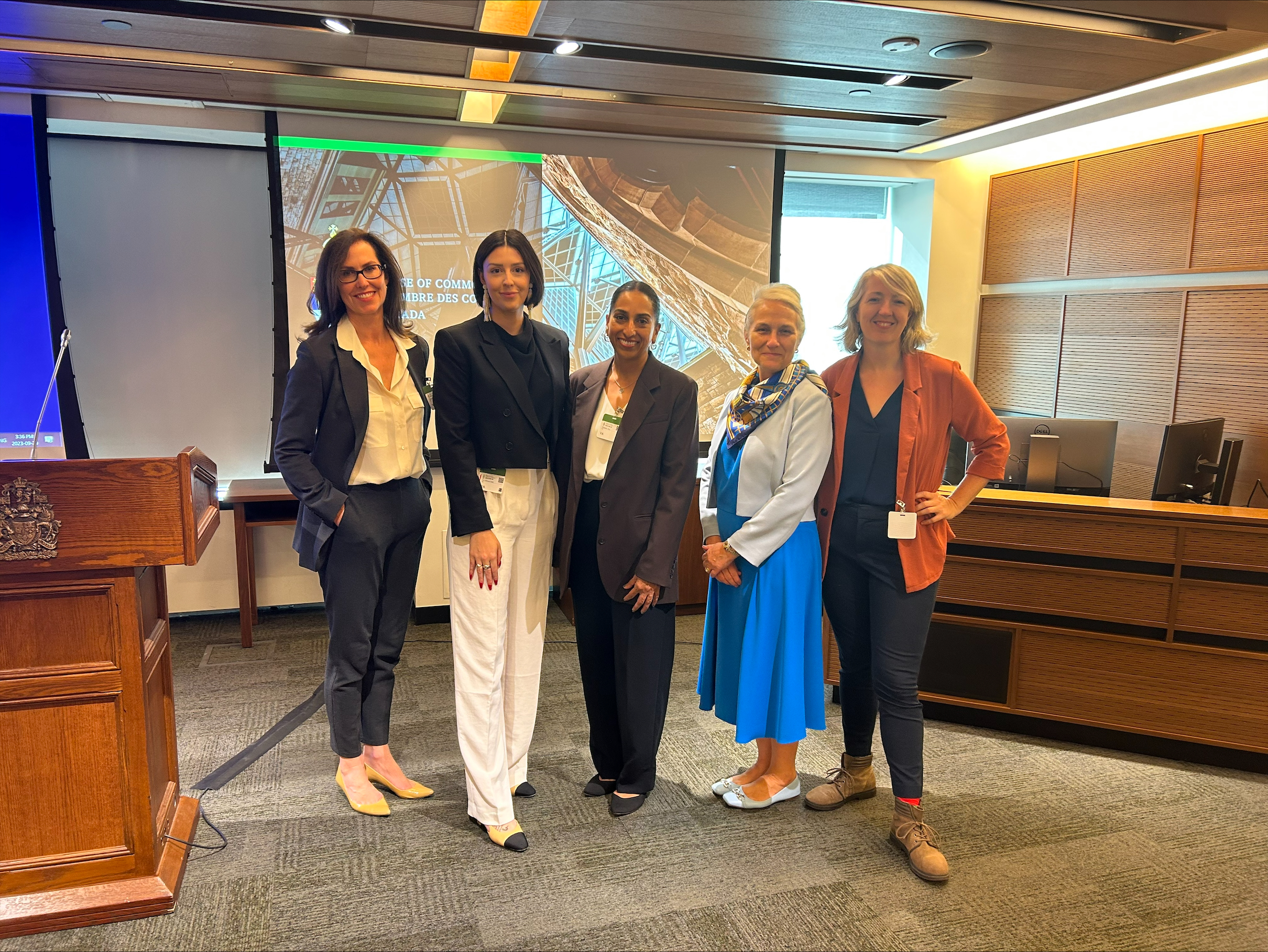 Dr. Amanda Black, SOGC President; Lee Allison Clark from the Native Women's Association; Dr. Rupinder Toor, physician and founder of Project of EmpowHER.; Dr. Wendy Norman of CART UBC and Kelly Bowden, from Action Canada.