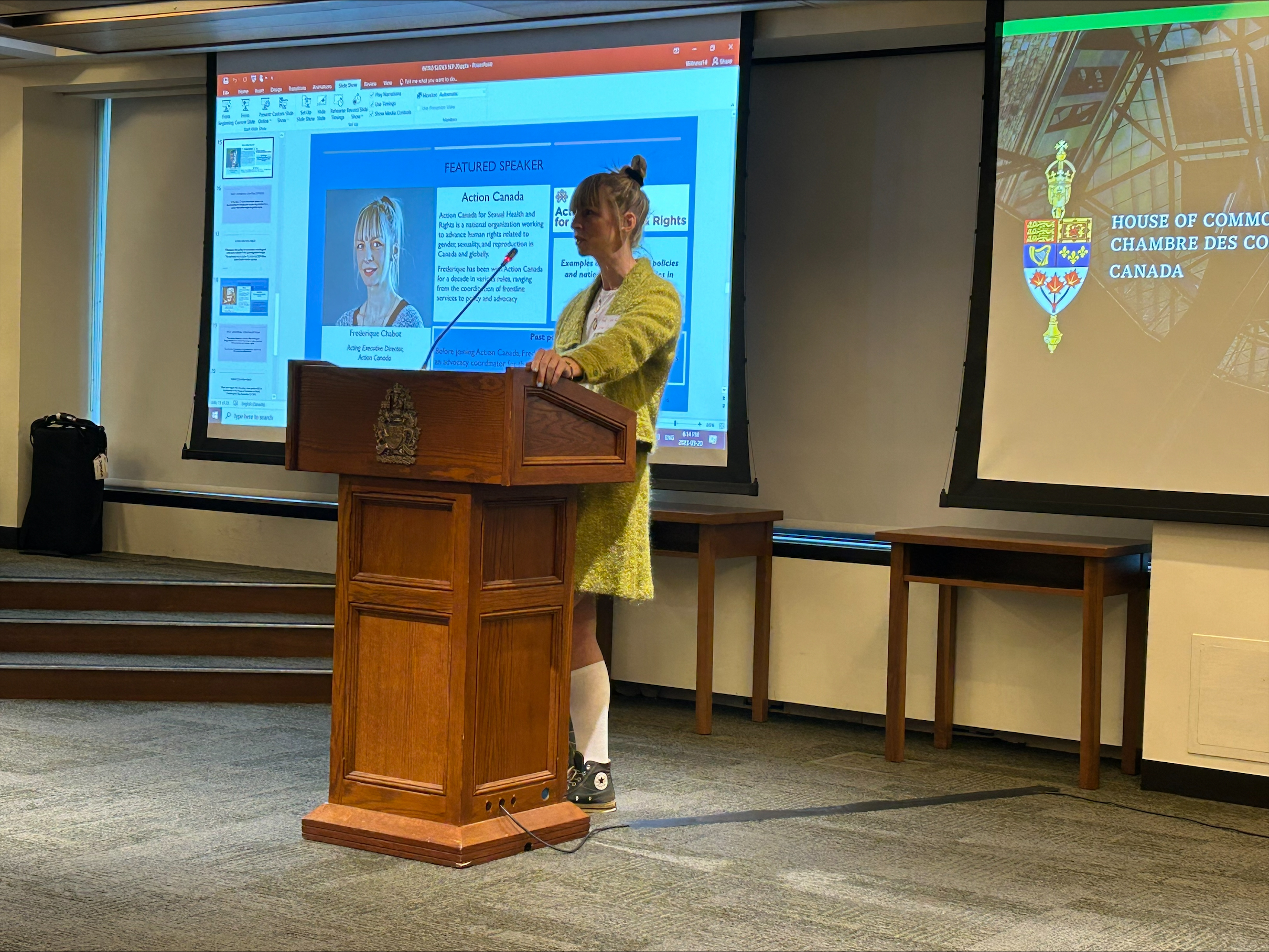 Ms. Frédérique Chabot, acting Executive Director of Action Canada, advocating for sexual health and reproductive rights.  